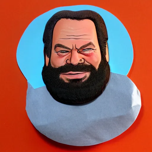 Prompt: paper model of bud spencer, product photo, crisp