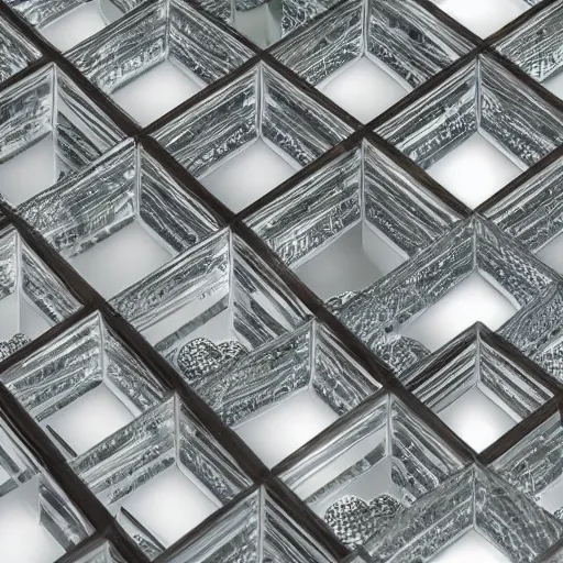 Prompt: intricate glass menger sponge fractal, ultra realistic, beautiful light refraction and reflection, professional studio shot, product photo, HD photography, 4k