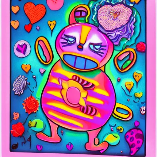 Prompt: poked bot from poked studio uk, bot art by lisa frank