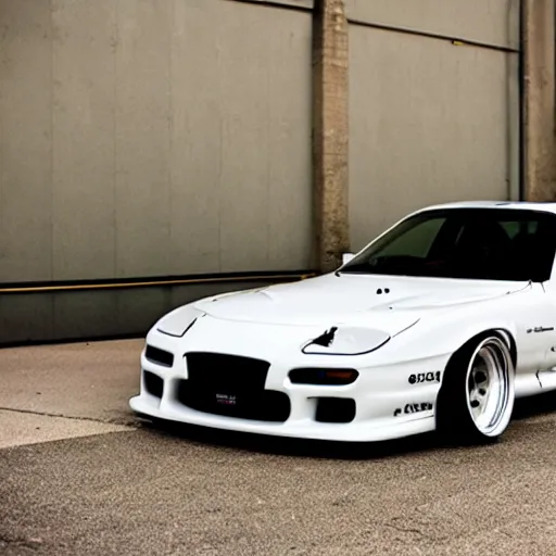 Prompt: white mazda rx 7 fd on bbs rs