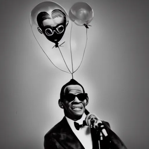 Prompt: ray Charles as balloon art blowing in the wind, octane, 8k