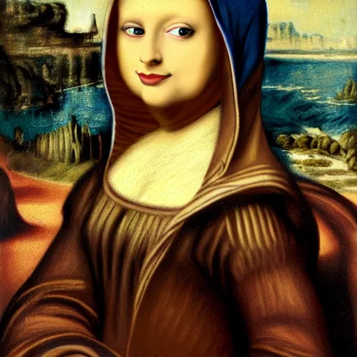 Image similar to the mona liza painted by a monkey