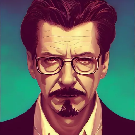 Prompt: Gary Oldman as Tony Stark, ambient lighting, 4k, alphonse mucha, lois van baarle, ilya kuvshinov, rossdraws, artstation