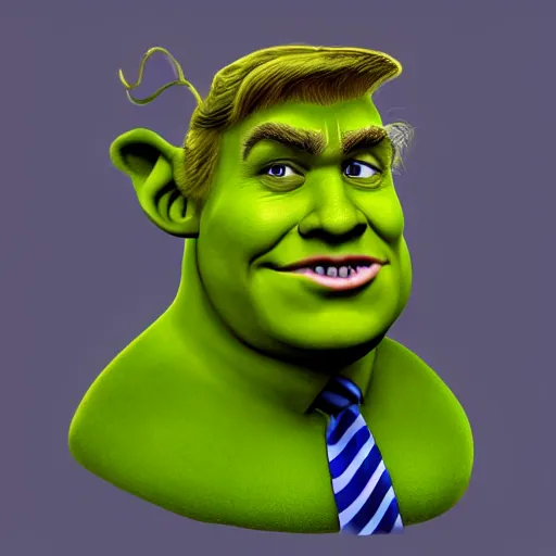 Prompt: donald trump stylized as shrek, portrait, artstation, concept art by greg rutkowsk