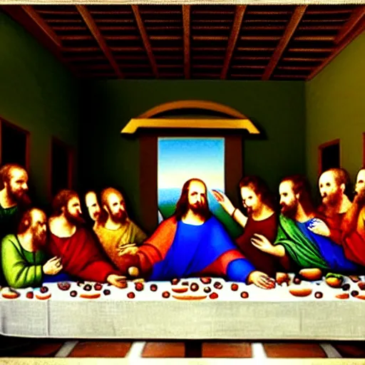 Image similar to The Last Supper with Elon Musk, oil painting masterpiece,