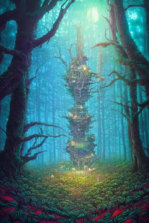 Image similar to fantasy forest. macro. dan mumford beeple. michael cheval. anato finnstark. naomi okubo.