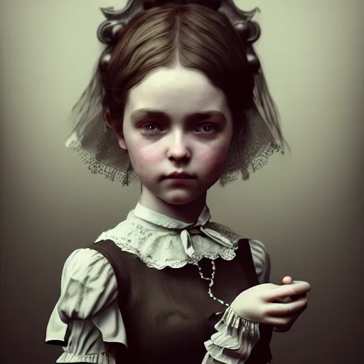 Prompt: cute victorian girl, ultra realistic, concept art, intricate details, dark vibe, highly detailed, photorealistic, octane render, 8 k, unreal engine,