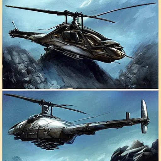 Image similar to concept art prometheus helicopter by james cameron