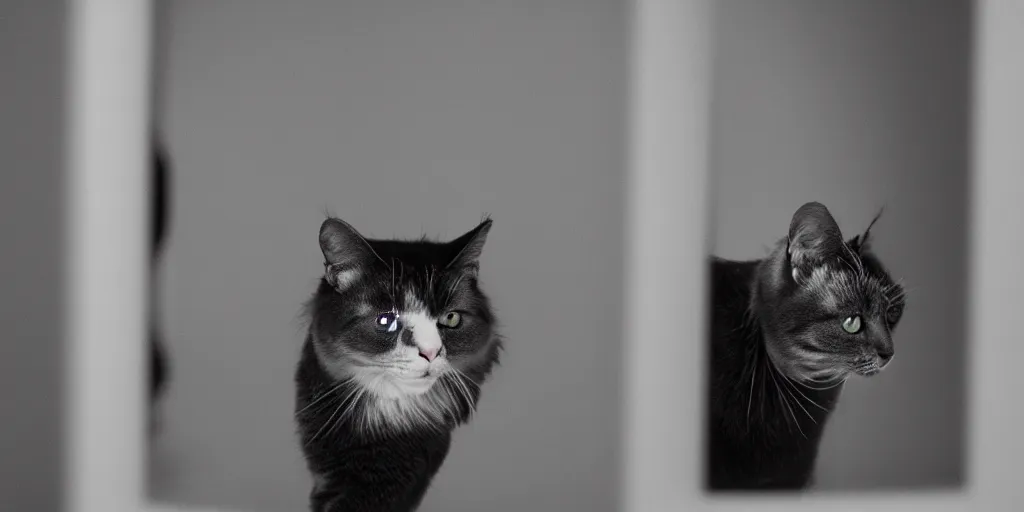 Image similar to cat looking in mirror