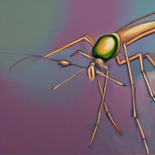 Image similar to a high quality painting of a mosquito trending on art station