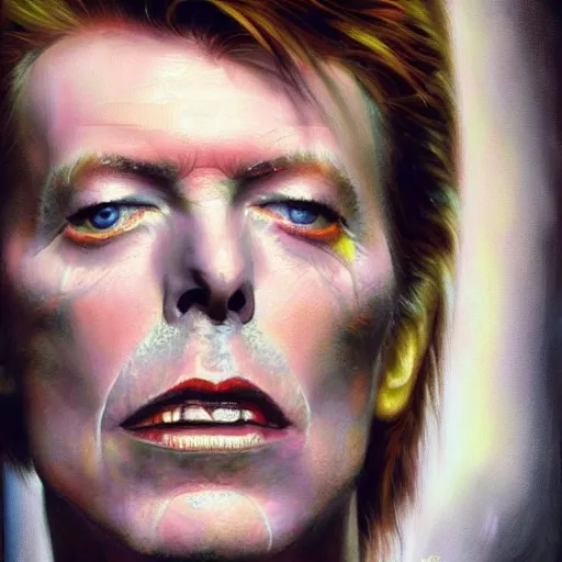 Image similar to high quality high detail painting by david bowie, hd, portrait, dramatic lighting