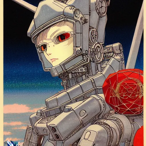 Prompt: prompt : portrait of mecha painted in miyazaki color style drawn by katsuhiro otomo and takato yamamoto, inspired by fables, china doll face, smooth face feature, intricate oil painting, high detail, sharp high detail, manga and anime 2 0 0 0