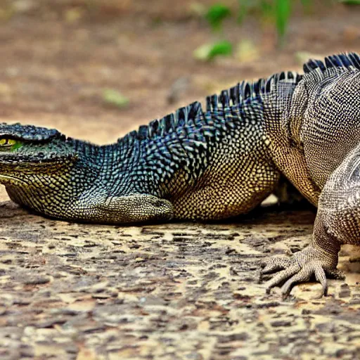 Image similar to hawk and monitor lizard hybrid animal, half hawk half monitor lizard, avian and reptilian features, highly detailed realistic photo taken in zoo