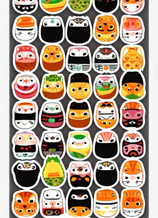 Image similar to sushi cats sticker sheet