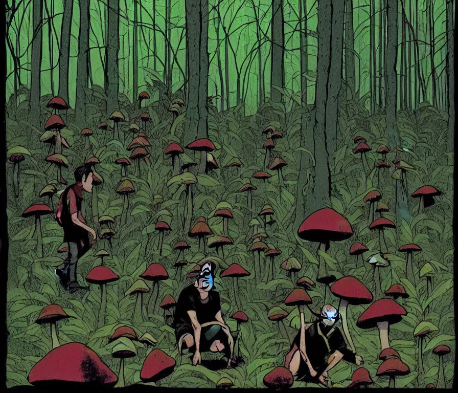 Prompt: todd solondz tripping on mushrooms in the forest, india demon | vivid colors : storyboard, realistic. by gabriel hardman, joe alves, j. todd anderson, chris bonura. cinematic atmosphere, detailed and intricate, perfect anatomy