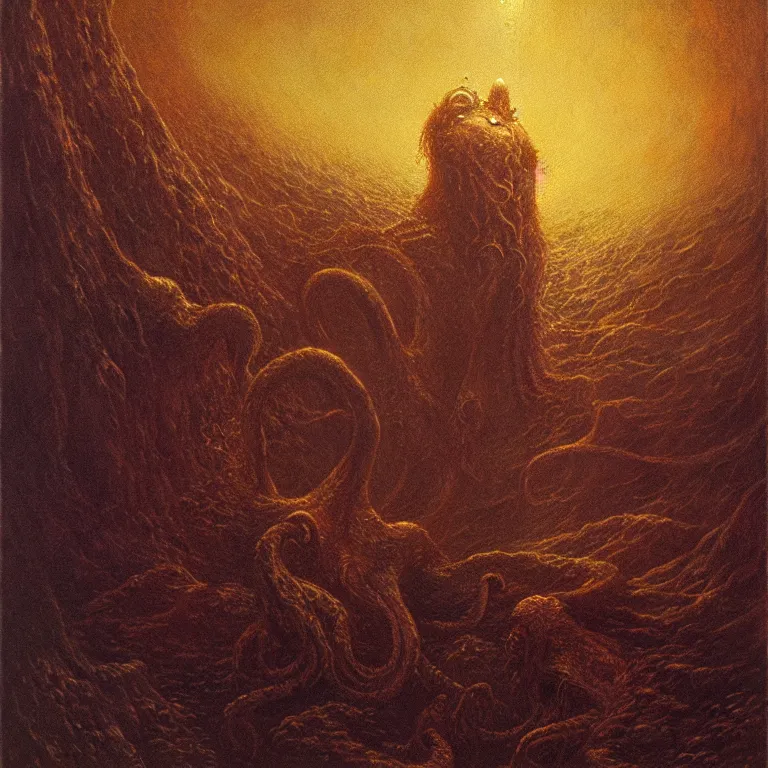 Image similar to a cinematic scene from the cthulhu, concept art by beksinski and jean delville, dramatic lighting, ultra hd, hdr, 8 k