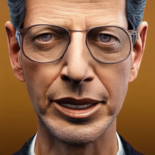Prompt: !! hyperrealistic!! image of jeff goldblum, by thomas eakes & xiang duan, perfect facial symmetry, dim volumetric cinematic lighting, photorealistic,!! 8 k octane beautifully detailed render, post - processing, extremely hyper - detailed, intricate, lifelike texture, epic composition, masterpiece, trending on artstation, stunning!!,