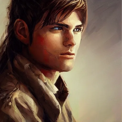 Prompt: modern oil portrait of young charming gunslinger jack, very very very very very beautiful art, masterpiece, realistic and detailed, artstation, artificial lightning