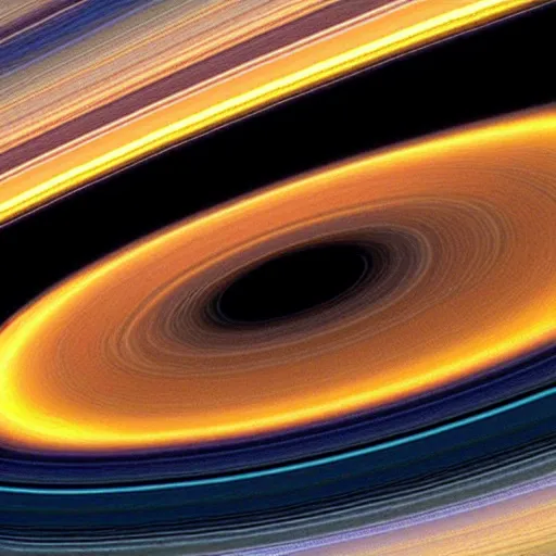 Prompt: earth imploding into a black hole viewed from space, saturn rings of debris forms beautiful patterns