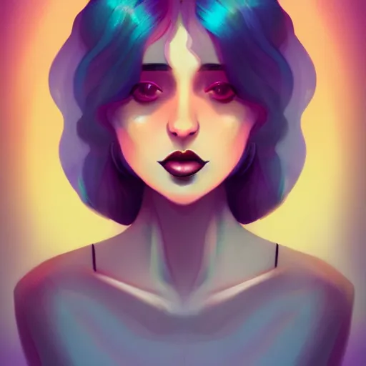 Prompt: portrait of a woman inspired by lois van baarle, illustration iridescent, iridescent hair, face, hair styles, light make up self confidence, cinematic 8 k