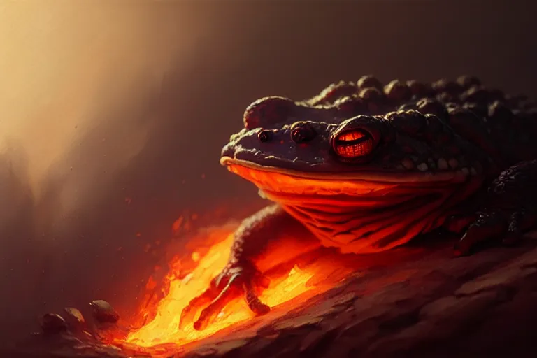 Prompt: fire toad, photorealistic, trending on artstation, by bayard wu, anna podedworna, gaston bussiere, greg rutkowski