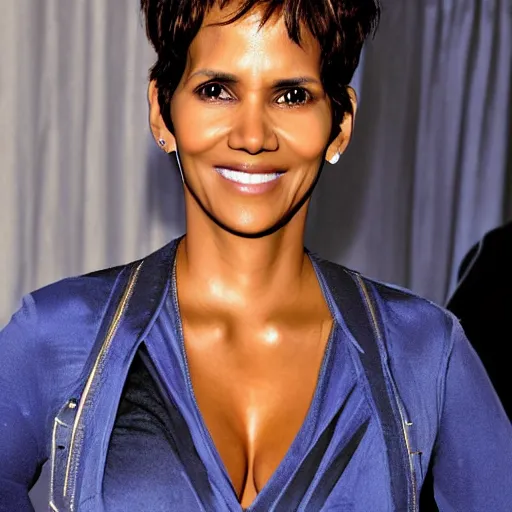 Image similar to halle berry as a blueberry fruit