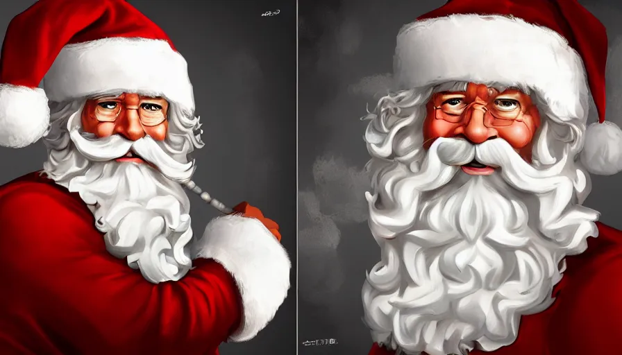 Image similar to Digital painting of Bob Ross as Santa Claus, hyperdetailed, artstation, cgsociety, 8k