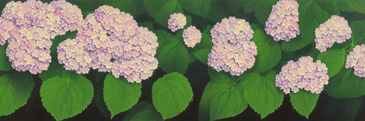 Prompt: hydrangea painting magritte