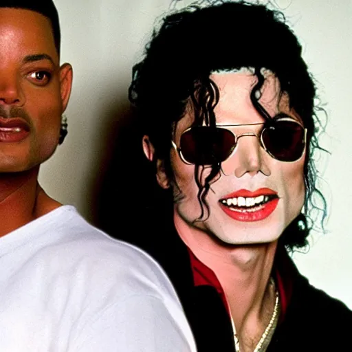 Prompt: Michael Jackson slaps Will Smith in the face