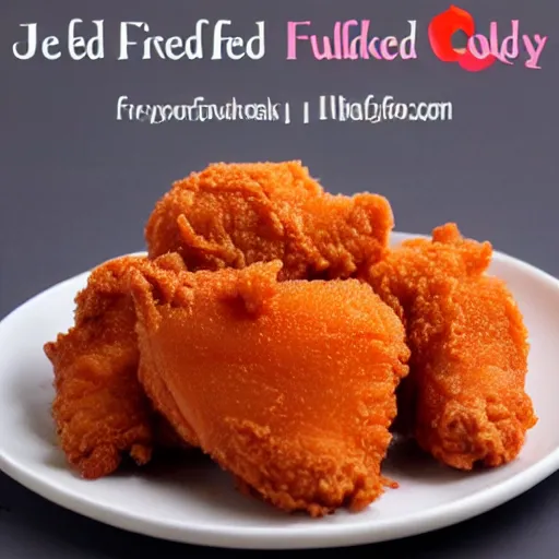 Prompt: jello shaped like fried chicken