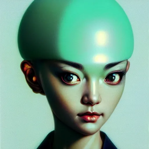 Image similar to a mint condition microwave, from the eighties, from japan, beautiful and aesthetic, close up, intricate, highly detailed, sleek face, smooth, sharp focus, specular light, occlusion shadow, rim light, artgerm, artstation, art by greg rutkowski and ilya kuvshinov and salvador dali, fantasy illustration