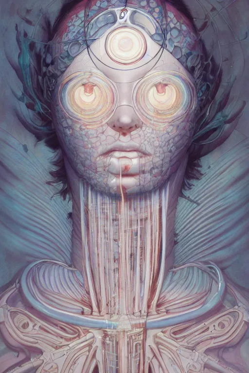 Image similar to prompt : figurative unique features beautiful subconscious, symmetrical face, portrait soft light painted by james jean and katsuhiro otomo and erik jones, inspired by akira anime, smooth face feature, intricate oil painting, high detail illustration, sharp high detail, manga and anime 1 9 9 9