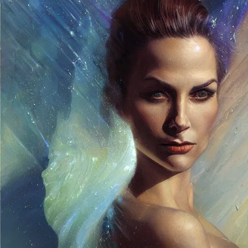 Prompt: detailed face of a petrified woman, lush, opulent, crystallized, light cascade, shimmer, soft reflections, prism, atmospheric, ambient, pj crook, syd mead, livia prima, artgerm, greg rutkowski, nick alm, casey baugh