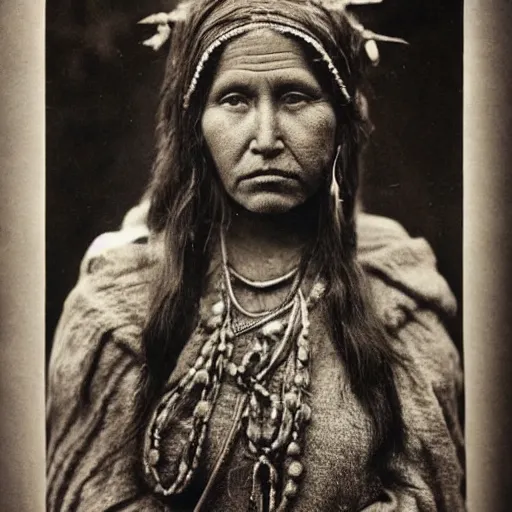 Prompt: vintage photo of a beautiful pictish princess by edward s curtis, photo journalism, photography, cinematic, national geographic photoshoot