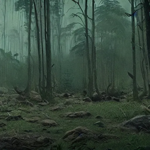 Prompt: annihilation ( 2 0 1 8 ) frame by mehoffer, surreal creatures landscape by malczewski