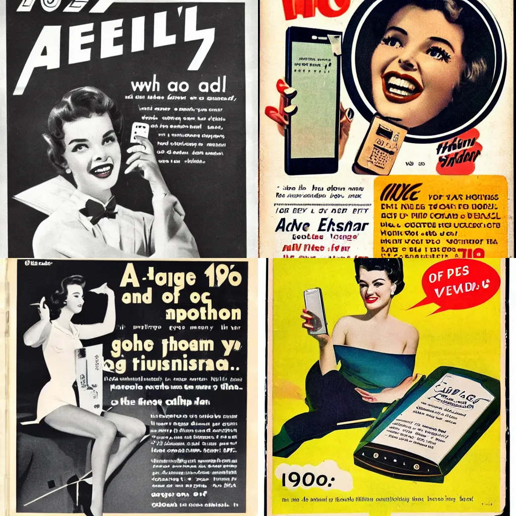 advertisement of a cell phone on a magazine from the | Stable Diffusion