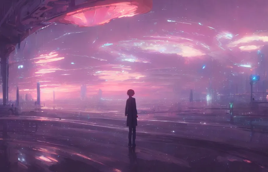 Image similar to makoto shinkai concept art of the cyberspace dimension, key visual, ambient lighting, highly detailed, digital painting, artstation, concept art, sharp focus, by makoto shinkai and akihiko yoshida and hidari and wlop and greg rutkowski