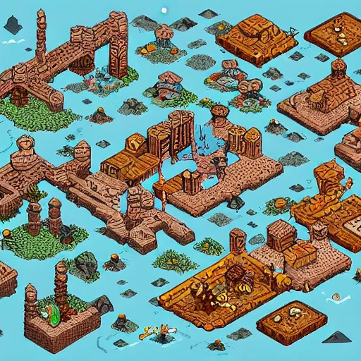 Prompt: isometric fantasy map by Mattias Adolfsson #pixelart