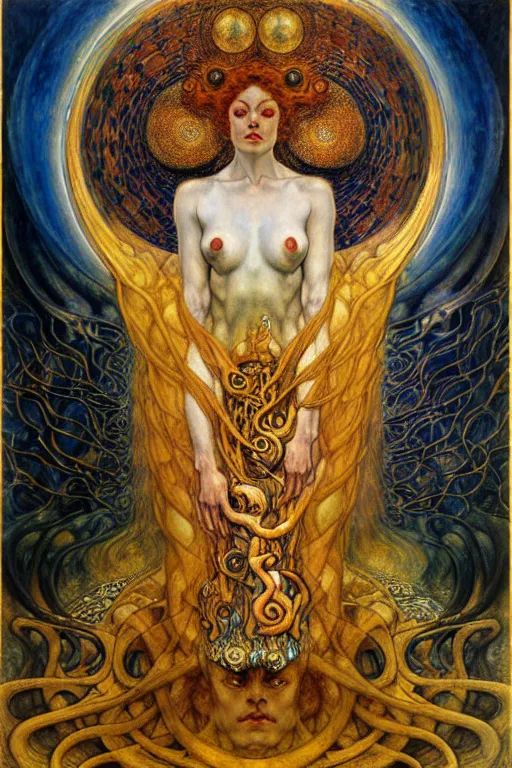 Image similar to Divine Chaos Engine by Karol Bak, Jean Delville, William Blake, Gustav Klimt, and Vincent Van Gogh, symbolist, visionary