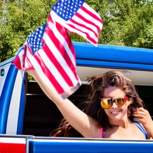 Photo Of Woman In The Back Of A Pickup Truck Wearing 