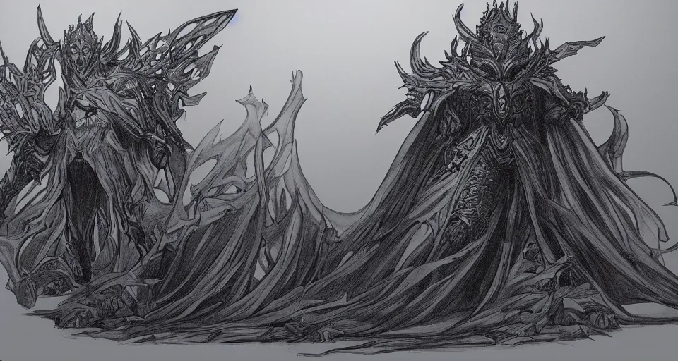 Image similar to void king line drawing realistic, fantasy, volumetric lighting