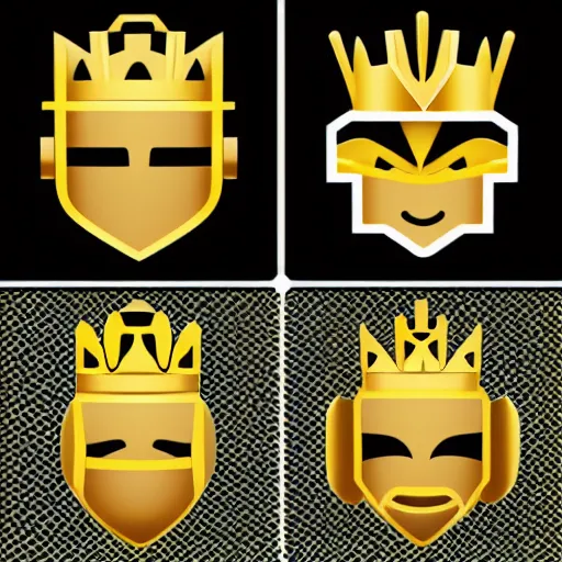 Image similar to gaming emoji concept gold armor crown style of emoji, vector art, white background, no watermark white background