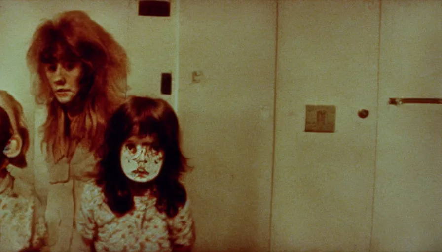 Prompt: 7 0 s film still from a horror movie about angry toddlers and depressed elderly people, kodachrome, cinecolor, cinestill, film grain, film texture, retro, cinematic, high resolution, photorealism,