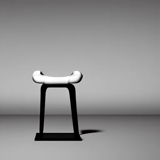 Image similar to a 3 d render of a stool, with the seat being inspired by a formula 1 tyre : : the base and structure of the stool is made of carbon fibre : : showroom environment, studio lighting, unreal engine