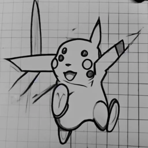 Image similar to how to draw pikachu step by step instructions, pencil sketch