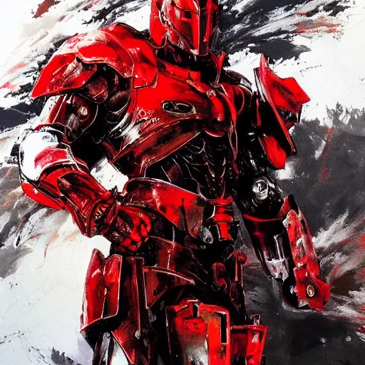 Image similar to red armored knight, majestic knight, painting by greg ruthowski, yoji shinkawa, yoshikata amano, beautiful artwork, highly detailed, 4 k, 8 k, artstation