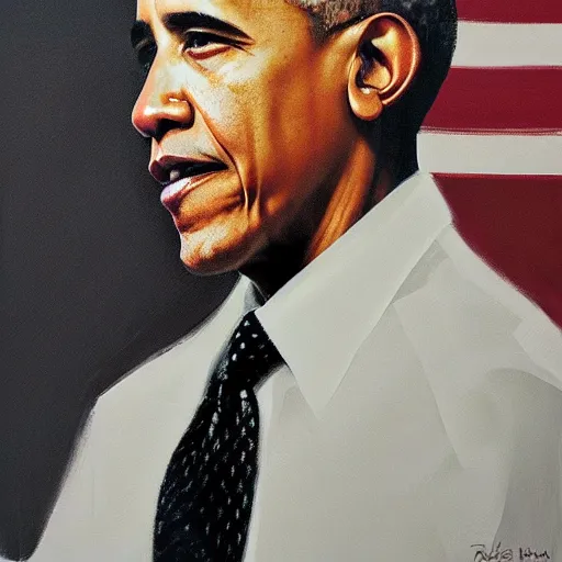 Prompt: barack obama by ruan jia, portrait