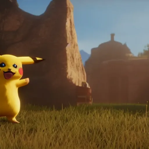 Prompt: Film still of Pikachu in Red Dead Redemption 2 (2018 video game)