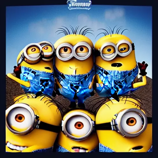 Prompt: “The minions from Despicable me crowding around jesus, 4K, sunny day, wide angle, highly detailed”