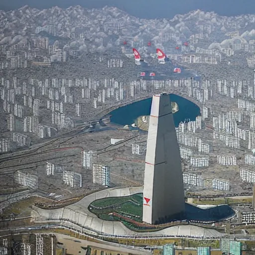 Image similar to north korea as a superpower, futuristic pyongyang